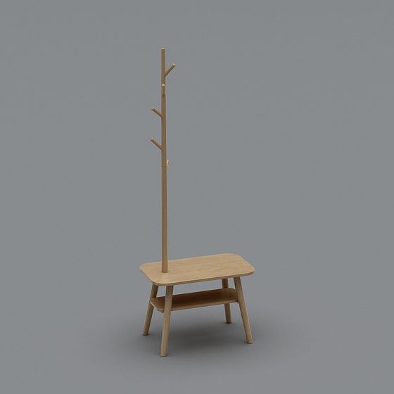 Wooden Coat Rack 3D Model for Modern Interiors