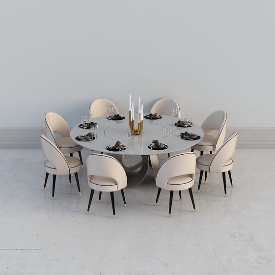 Elegant Round Dining Table 3D model