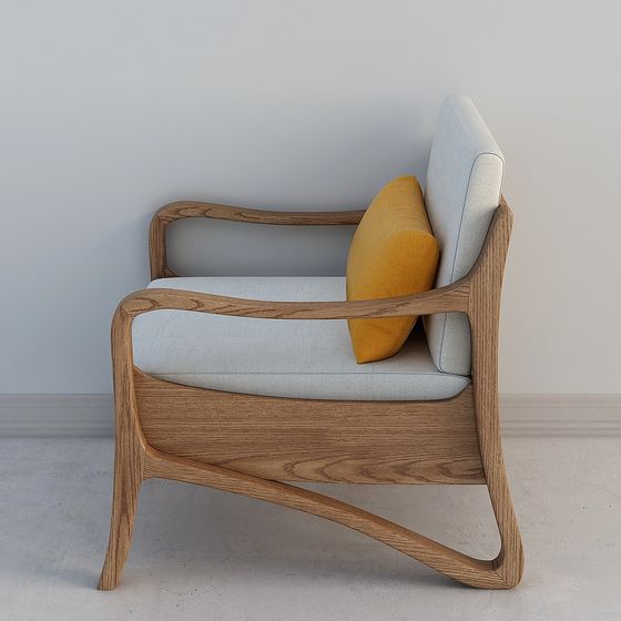 Streamlined Wooden Sofa 3D model