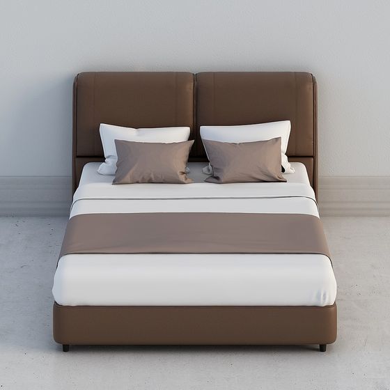 Elegant Low-Polygon Bed 3D model for Modern Interiors