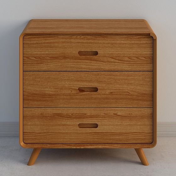 Stylish Low-Poly Wooden Nightstand 3D model