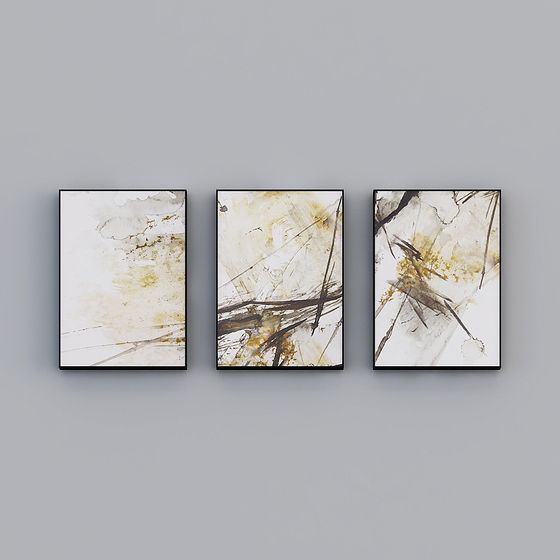 3D Model Abstract Triptych Artwork