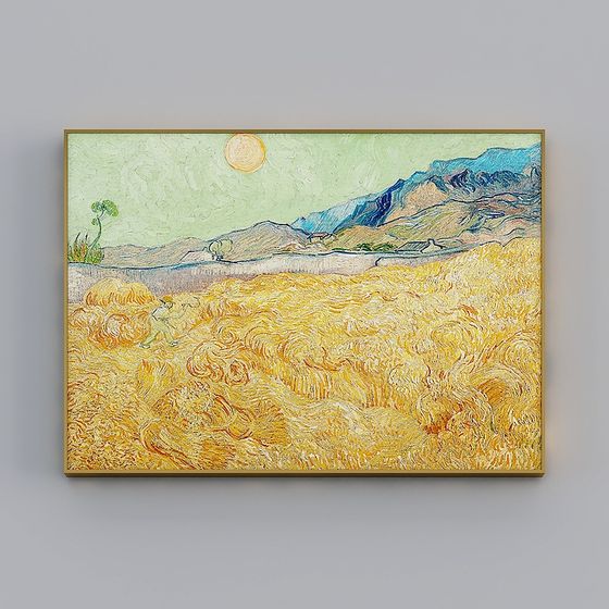 Starry Wheat Field with Reaper 3D model