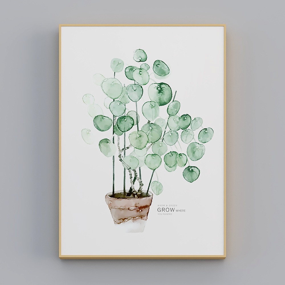 Watercolor Plant Wall Art 3D Model