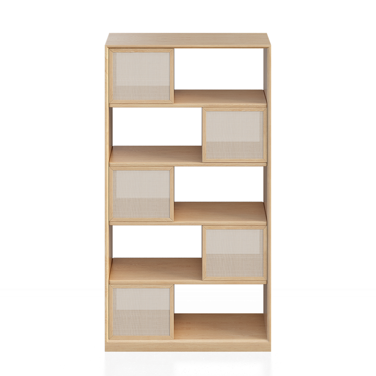 Modern Low-Poly Bookshelf 3D Model – Wooden Frame Design