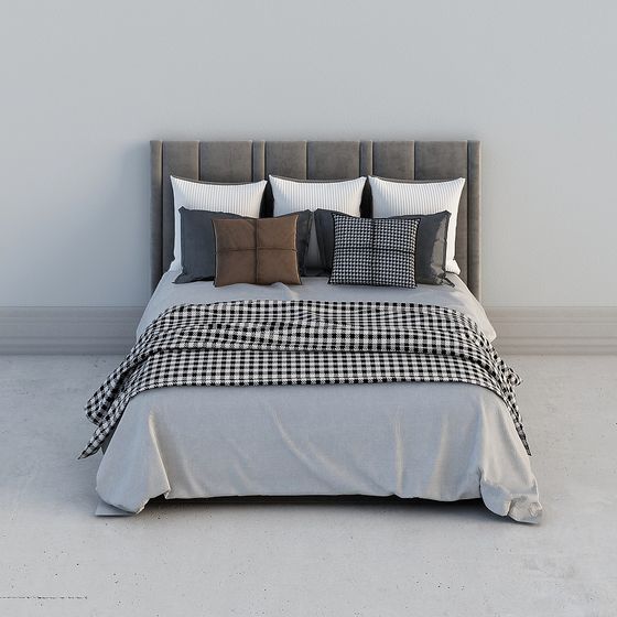 Stylish Modern Minimalist Bed 3D model