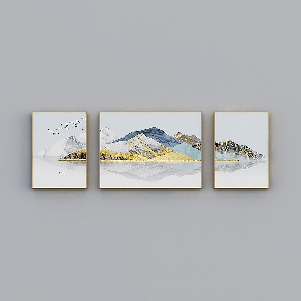 Hailong Hong - Nordic Wind - Living Room Bedroom Decoration Painting - Qingshan Qing Dream (Triple)