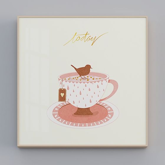 Tea Cup and Bird 3D model