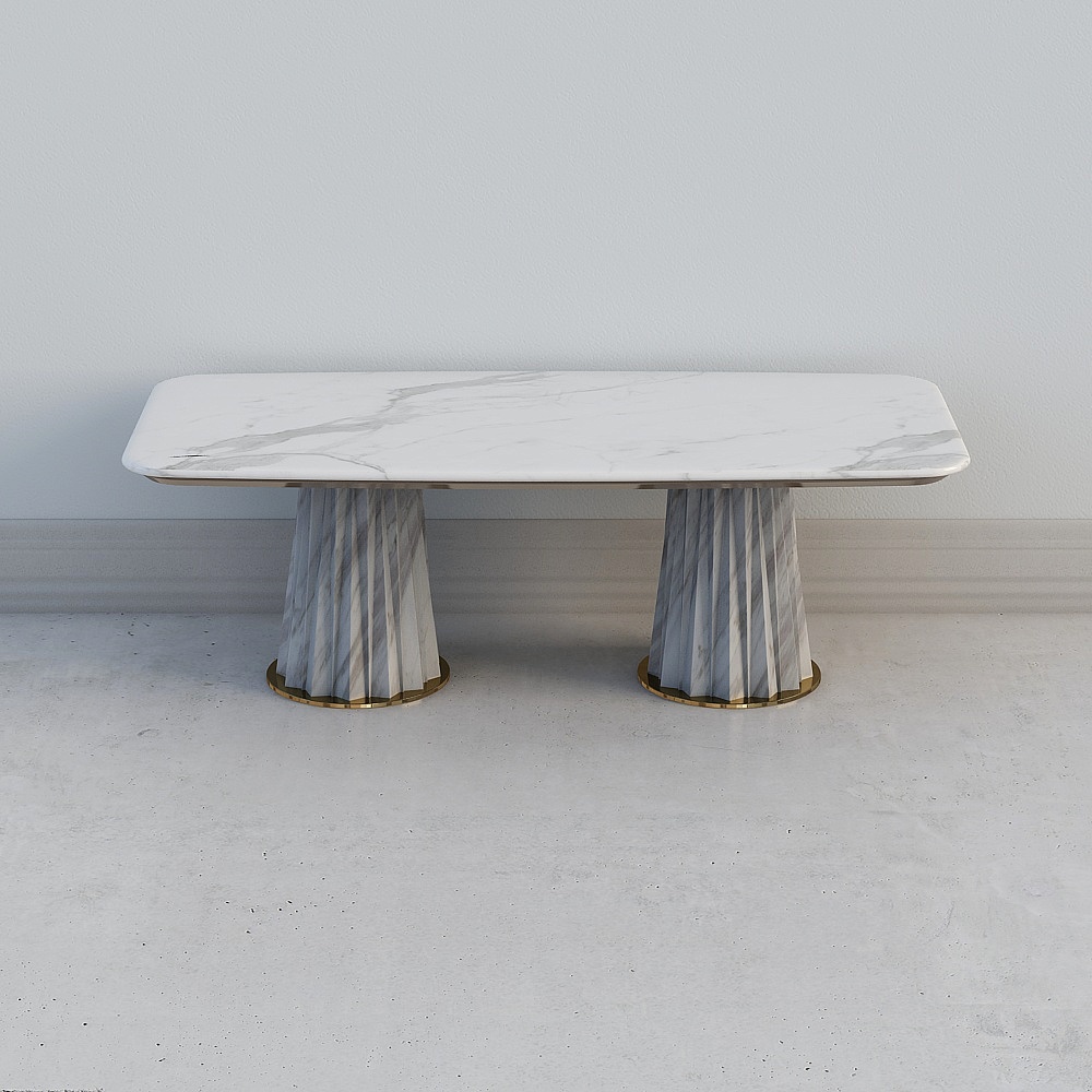 Table longue H255 (Yas en marbre blanc)