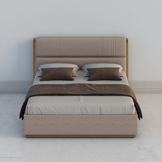 Elegant 3D Bed Model for Modern Spaces