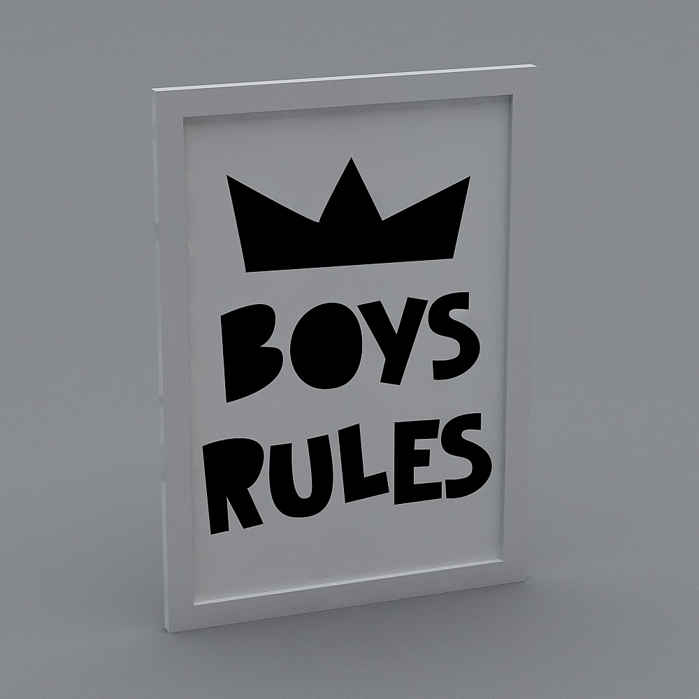 Boys Rules Low Poly 3D Model for Designers