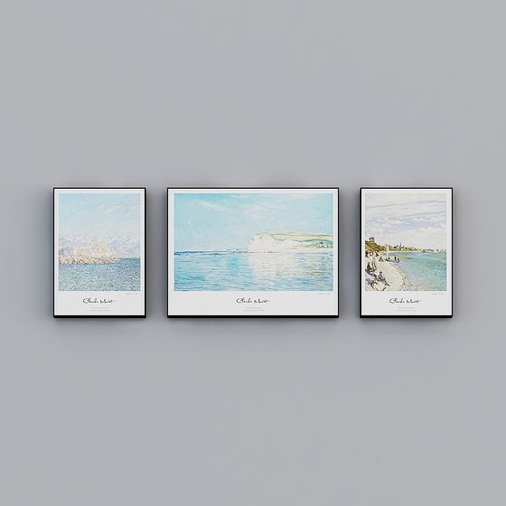 Seaside Serenity Triptych 3D model