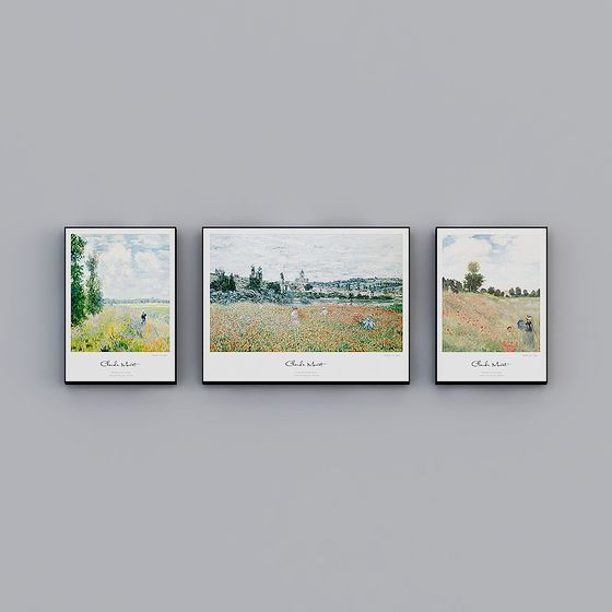 Impressionist Triptych 3D Model Inspired by Monet