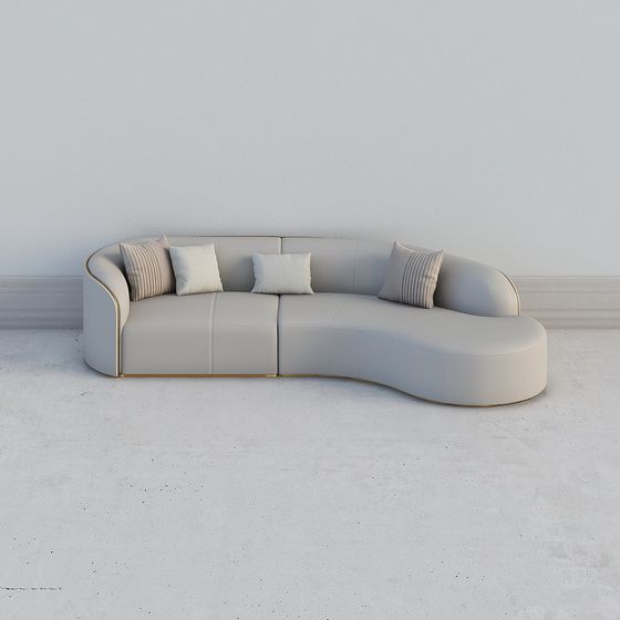 Streamlined Living Room Sofa 3D model