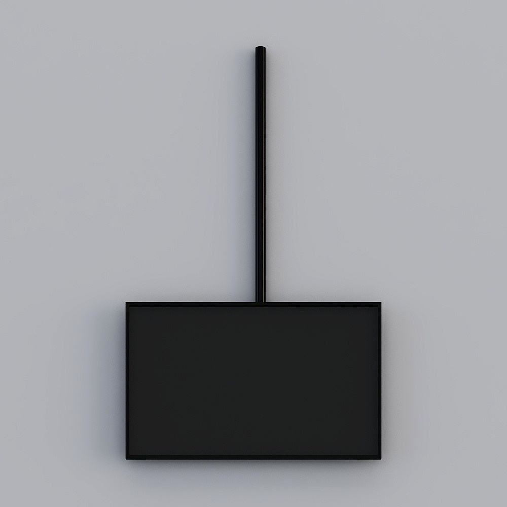 Black hanging rectangular light fixture with thin rod and matte finish on grey background