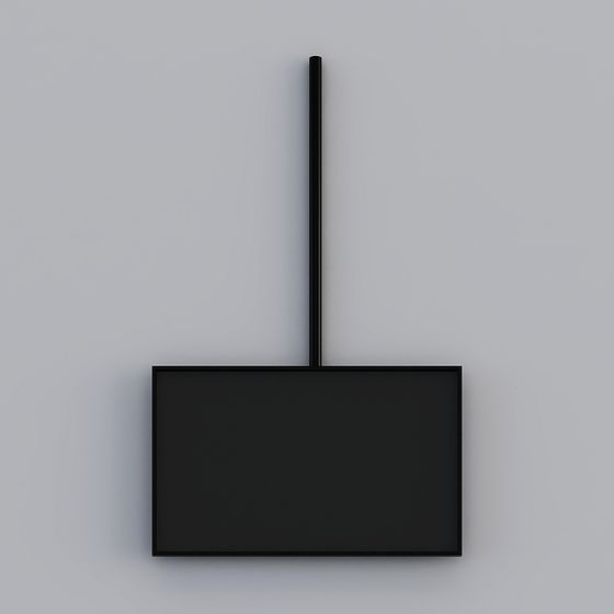 Black hanging rectangular light fixture with thin rod and matte finish on grey background