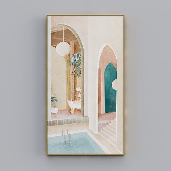 Low-Poly Exotic Courtyard 3D model