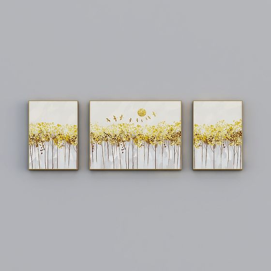 Golden Forest Modern Abstract Art 3D model