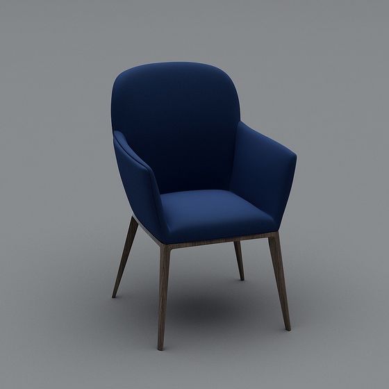 Elegant Navy Blue 3D Model Chair