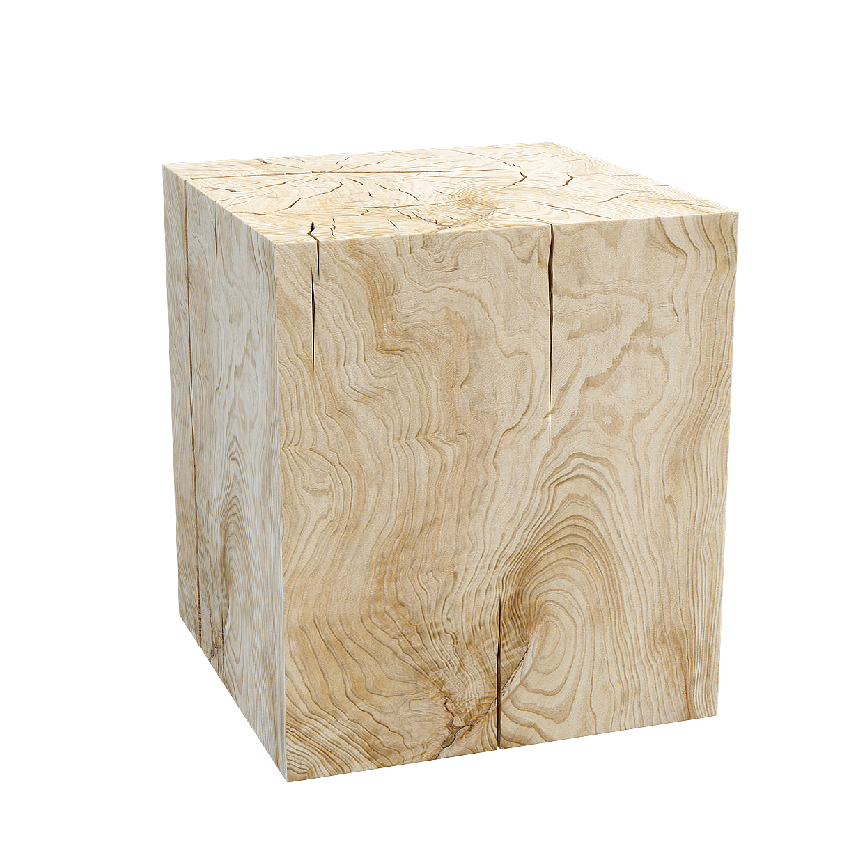 Wooden Cube 3D Model – Realistic Low-Poly Texture