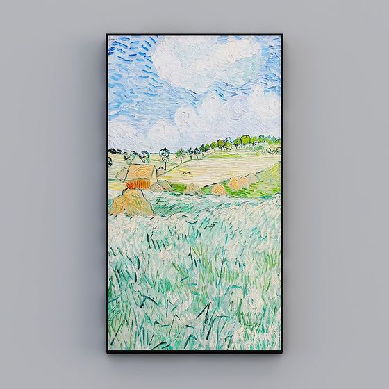 Wheat Field and House 3D model Inspired by Van Gogh