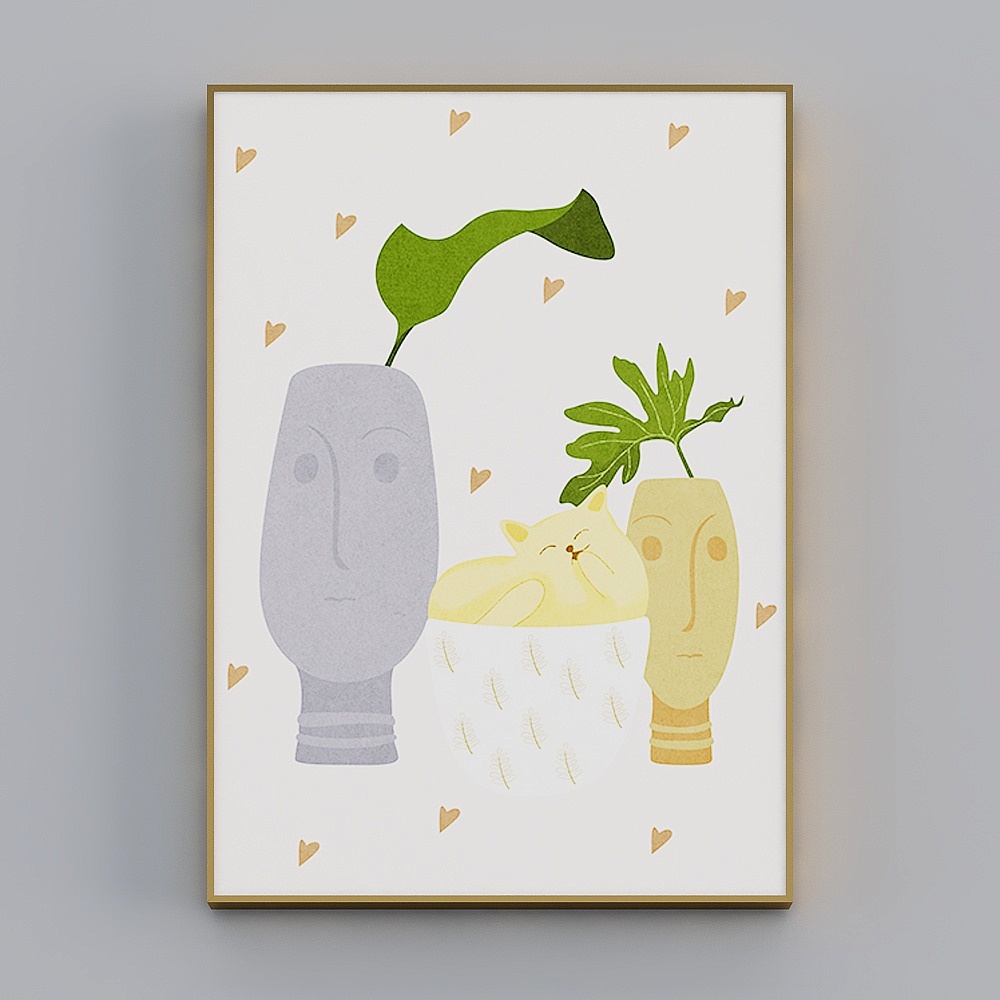 Hailong Red - Nordic Wind - Living Room Bedroom Hyun-Hyun Decorative Painting - Incubated