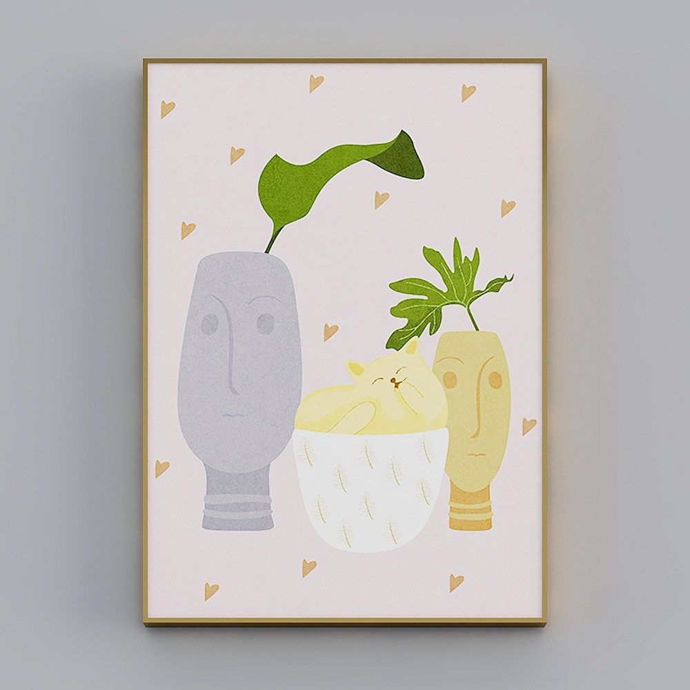 Hailong Red - Nordic Wind - Living Room Bedroom Hyun-Hyun Decorative Painting - Incubated