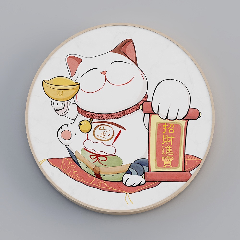 Hailong Hong - Modern Wind - Hyunguan Bedroom Restaurant Decorative Painting - Money Cat