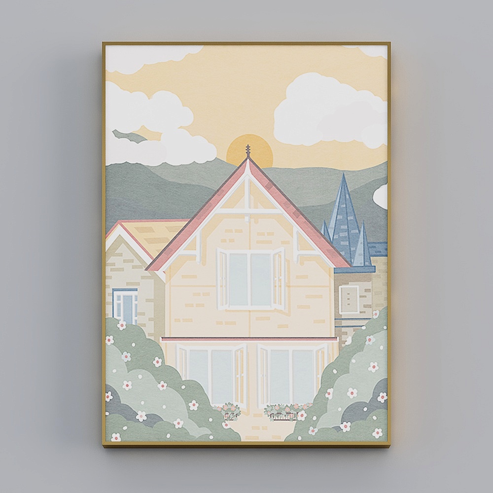 Hailong Hong - Nordic wind - living room bedroom xuanguan decoration painting - style town