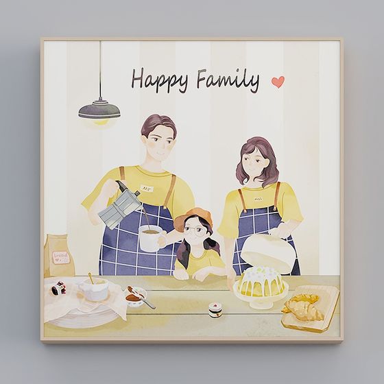 Happy Family 3D model for Cozy Kitchen Scenes