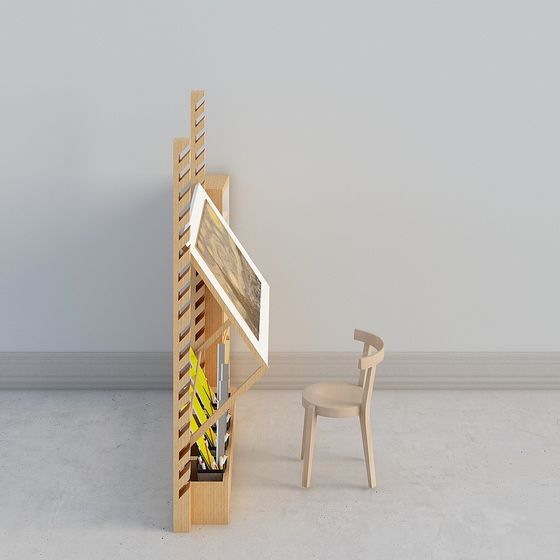 Wooden Art Shelf 3D Model