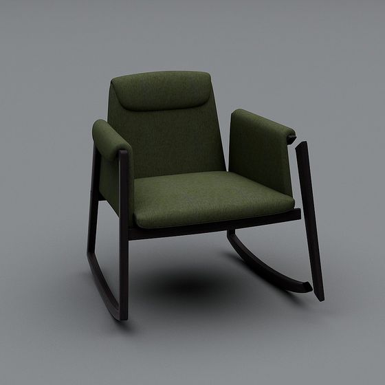 Elegant Low-Poly Rocking Chair 3D model for Creative Spaces