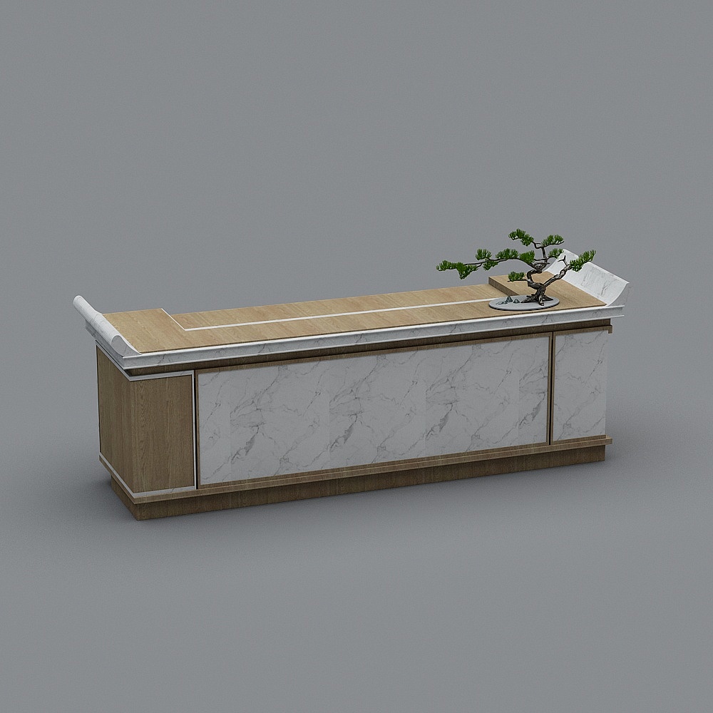 Elegant Minimalist Reception Desk 3D model