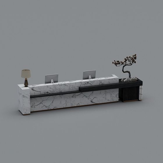 Elegant Minimalist Reception Desk 3D model