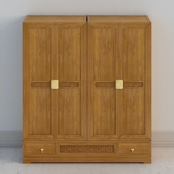 Elegant Chinese Wardrobe 3D model