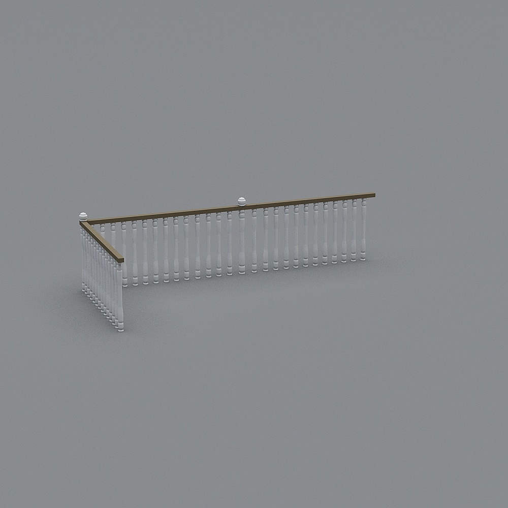 Elegant Low-Polygon Railing 3D Model