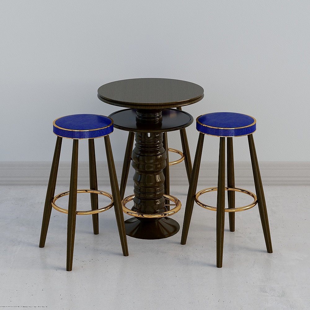 Industrial LOFT Bar 3D Model 1-Table and Chair Combination