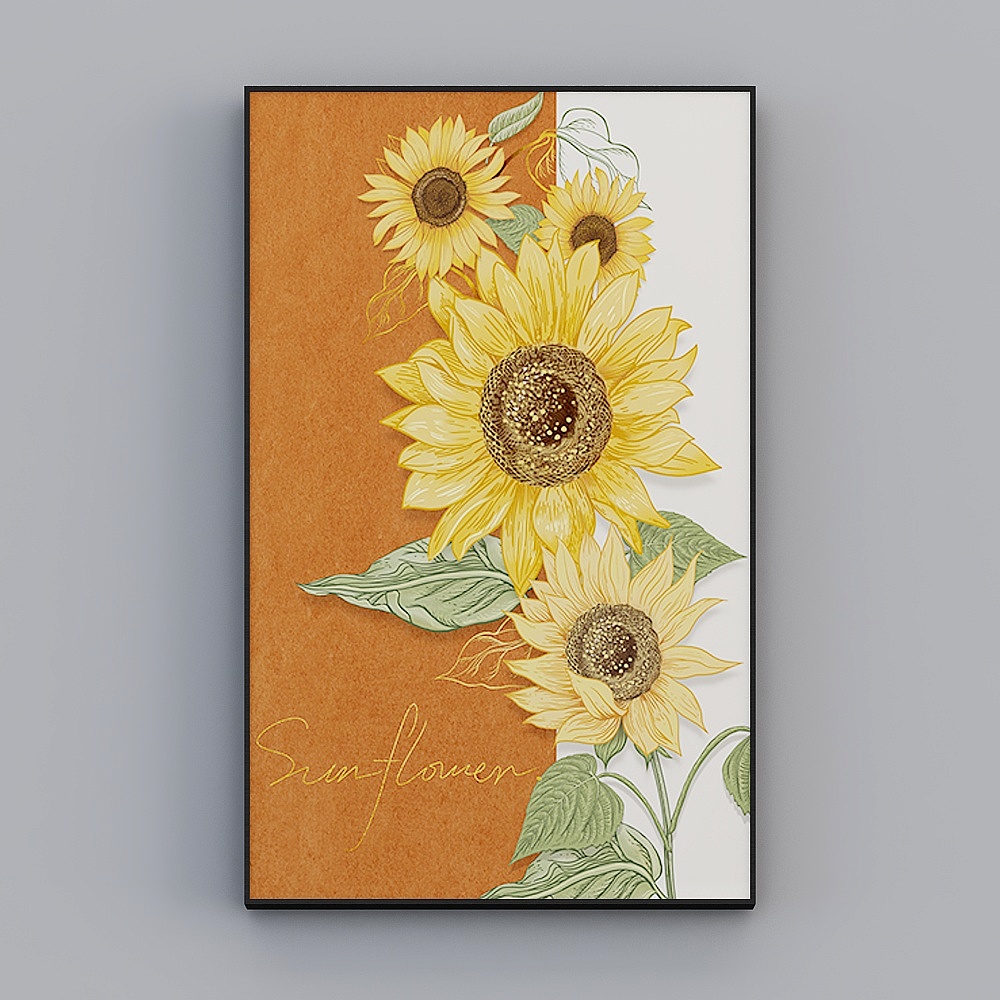 Happy Workshop - Modern Nordic Wind - Van Gogh Sunflower Living Room Hyunguan Decorative Painting - Silent Love