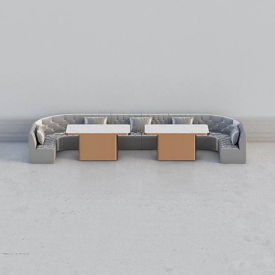 Curved Sofa and Coffee Table Set 3D model