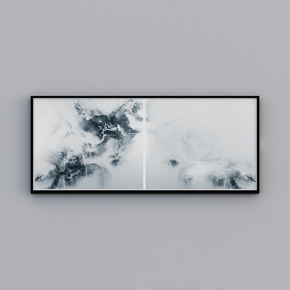 Modern fabric double round bed - wall painting