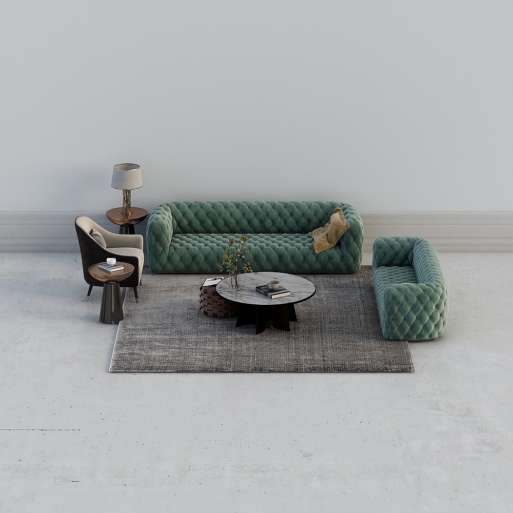 Modern villa living room dining room - combined sofa