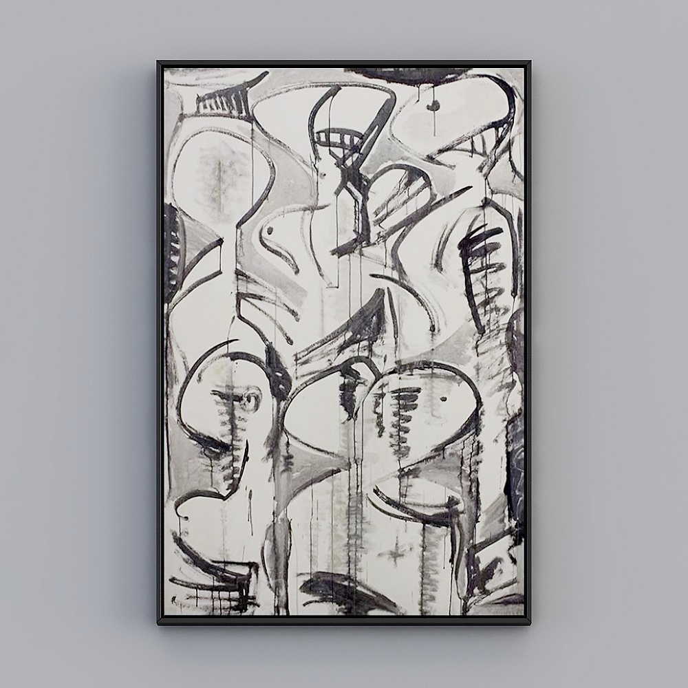 Modern black and white abstract decorative hanging painting-6