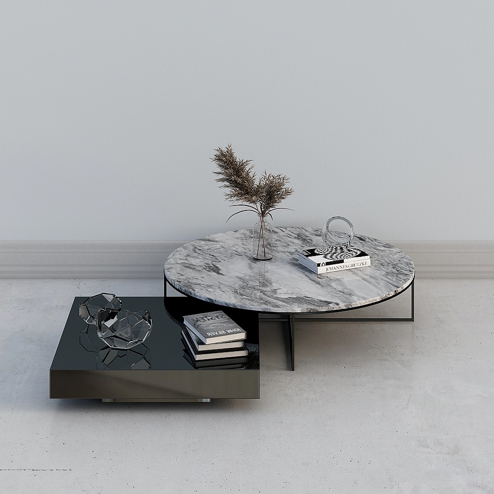 Salon et salle à manger de villa minimaliste moderne - table basse