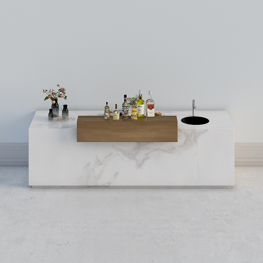 Modern minimalist villa living room-bar