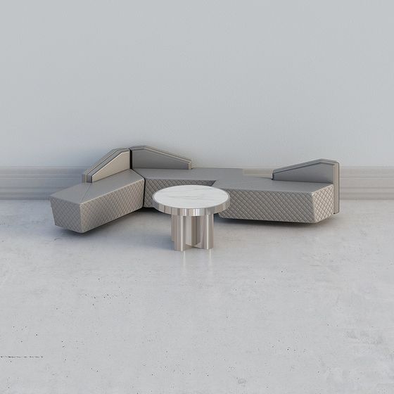 Geometric Luxury Sofa Set 3D Model