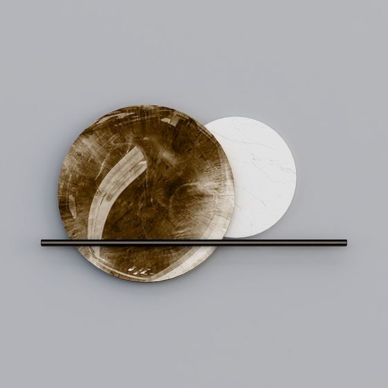 Elegant Minimalist 3D model Combining Wood and Marble