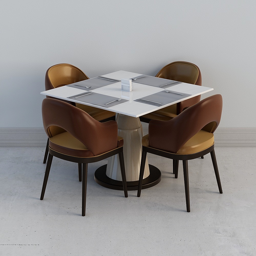 Urban Living Room Dining Table and Chairs Set 3D model