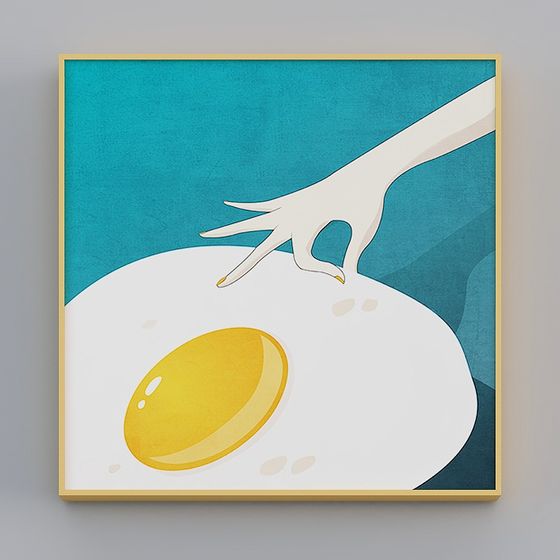 Egg and Hand 3D Model - Vibrant Art Design
