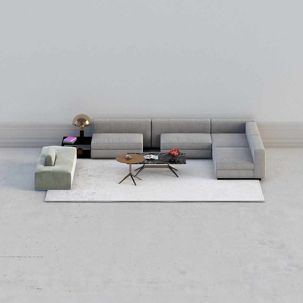 Modern minimalist villa living room - sofa combination
