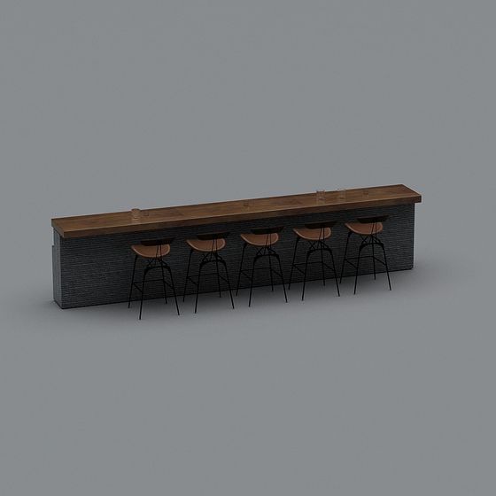 Stylish Low-Poly Bar Counter 3D model